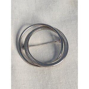 VTG Etched Silvertone Open Circle Pin Brooch Reading Glass Hanger Purse Hat